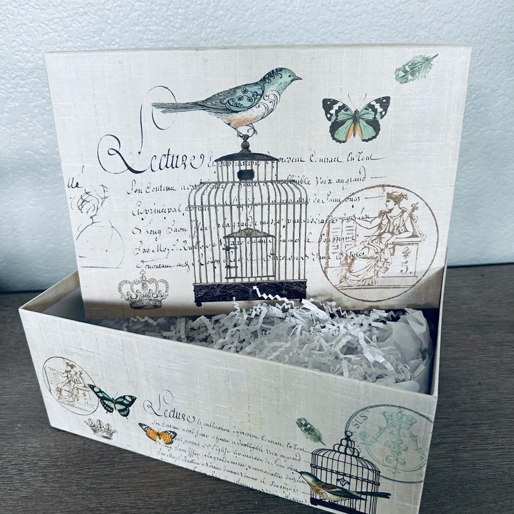 Birdcage Bird Print Storage Gift Box